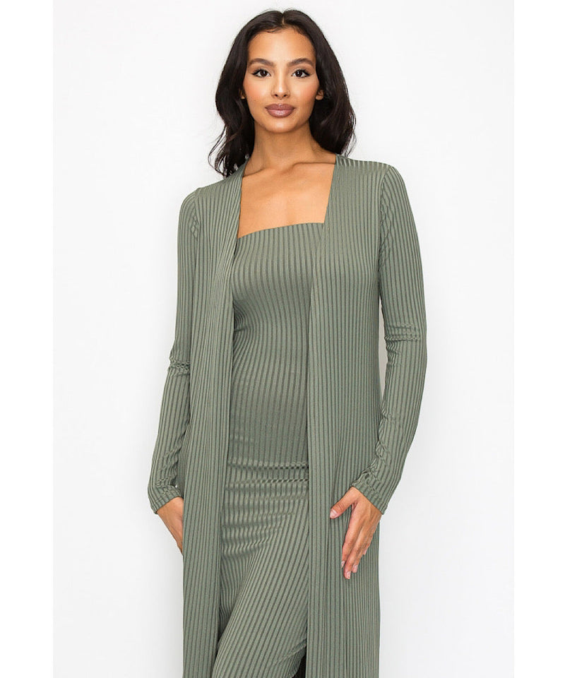 The Bodycon Dress & Duster Set (Olive)