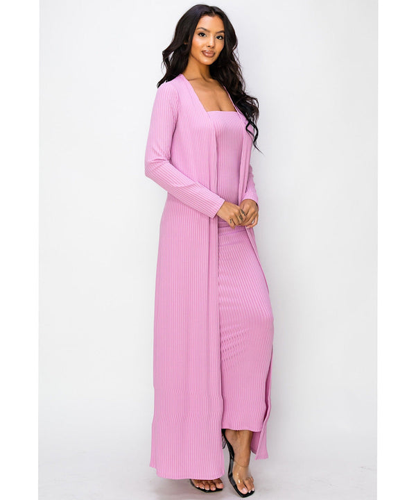 The Bodycon Dress & Duster Set - Pink