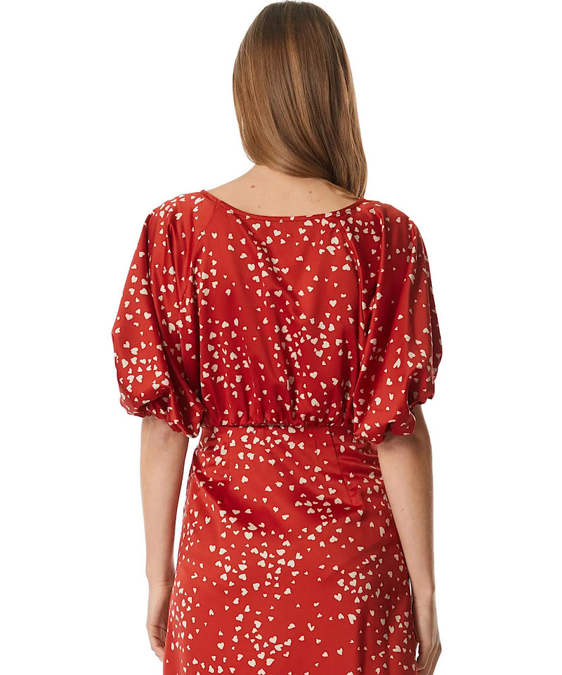 The Mila Balloon Sleeve Top (Red)