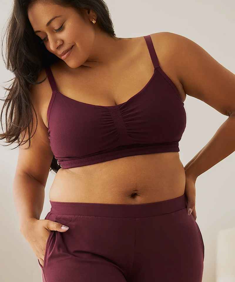 Sublime Bamboo Hands-Free Pumping Lounge & Sleep Bra (Deep Burgundy)