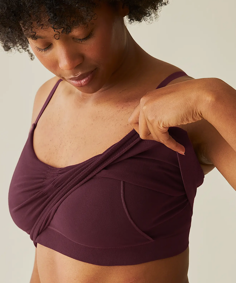 Sublime Bamboo Hands-Free Pumping Lounge & Sleep Bra (Deep Burgundy)