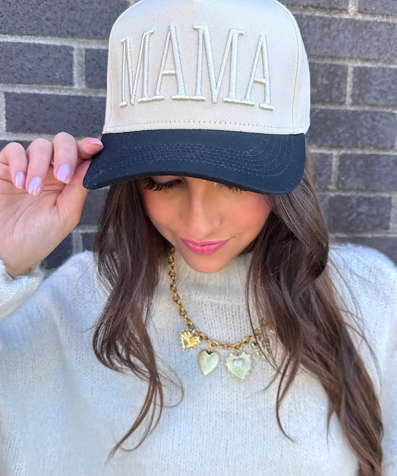 Mama Monochromatic 3D Embroidered Hat