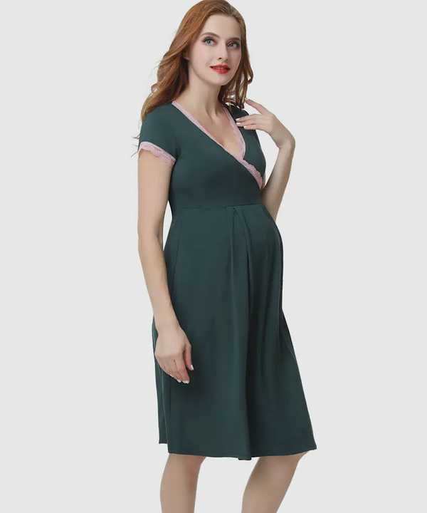 The Jenny Nursing Nightgown (Forest Green)