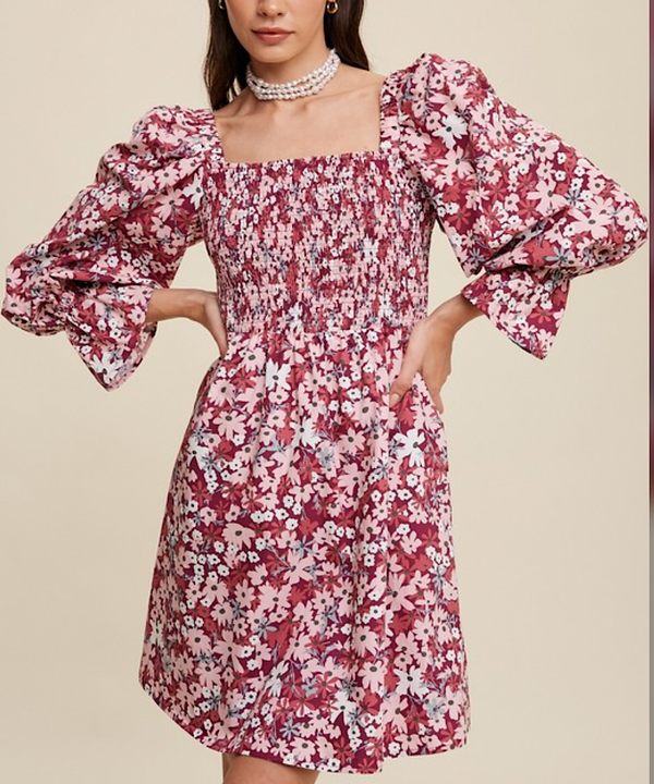The Amy Babydoll Dress (Blush/Magenta)