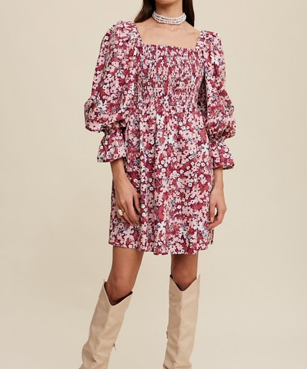 The Amy Babydoll Dress (Blush/Magenta)