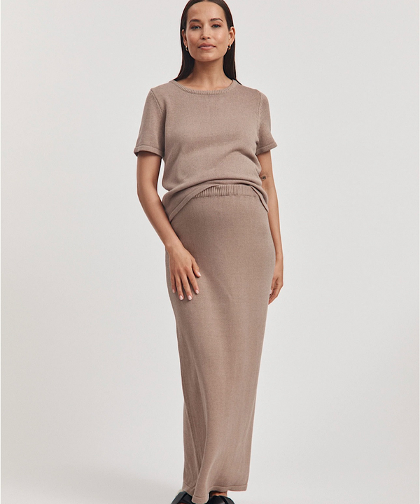 The Linen Knit Skirt (Mocha)