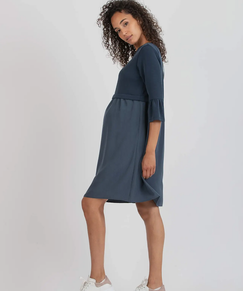 The Eliana Maternity and Nursing Dress (Navy)