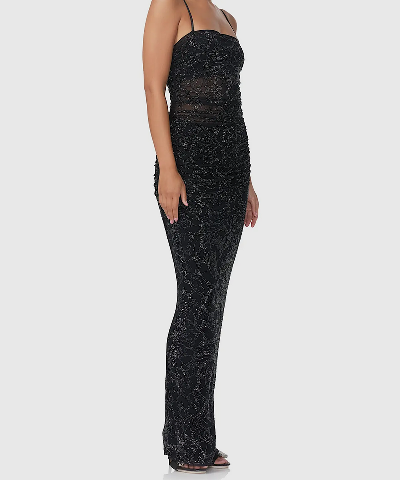 The Jennan Rhinestone Dress (Black)