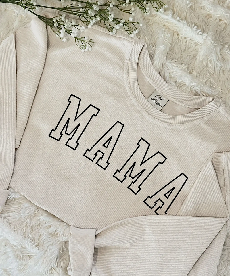 Mama Cropped Thermal Vintage Pullover