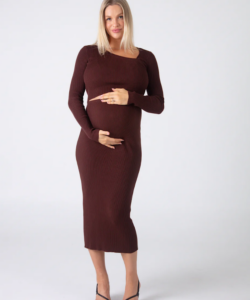 Maternity Knit Midi Skirt (Espresso)