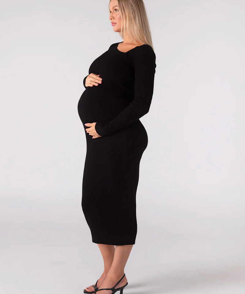 Lo + Jayne Maternity Knit Midi Skirt (Black)