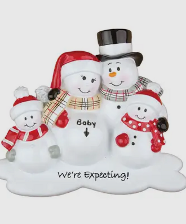 We're Expecting! Family Ornament - Couple with 2 Children