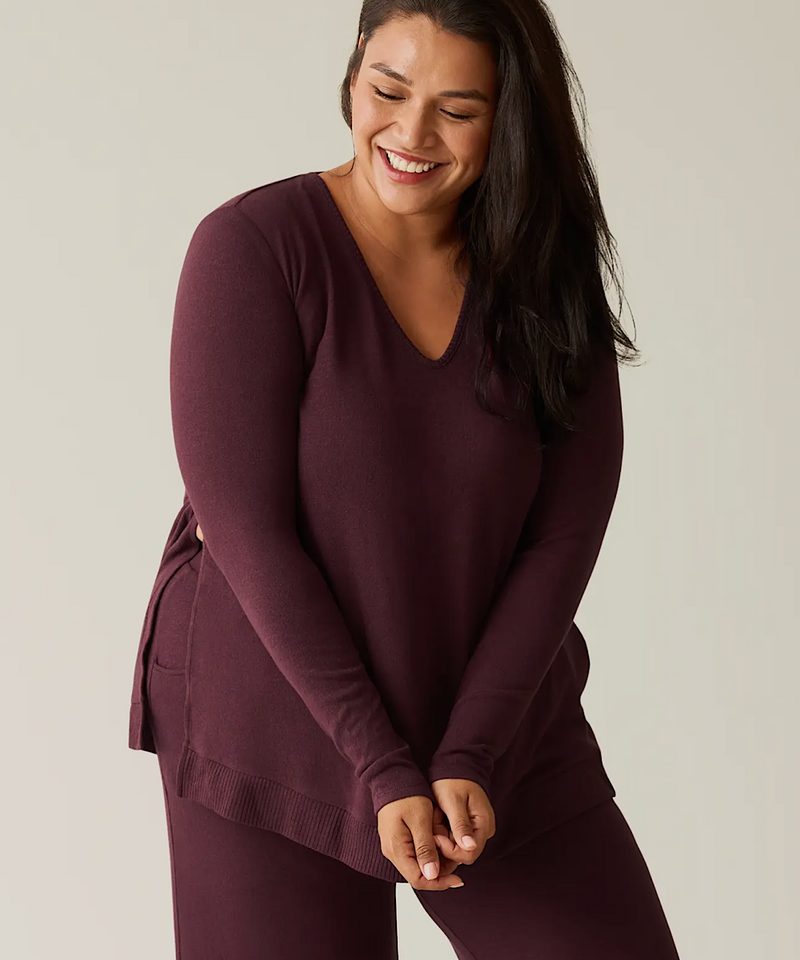Cozyknit Maternity & Nursing V-Neck Top (Deep Burgundy)