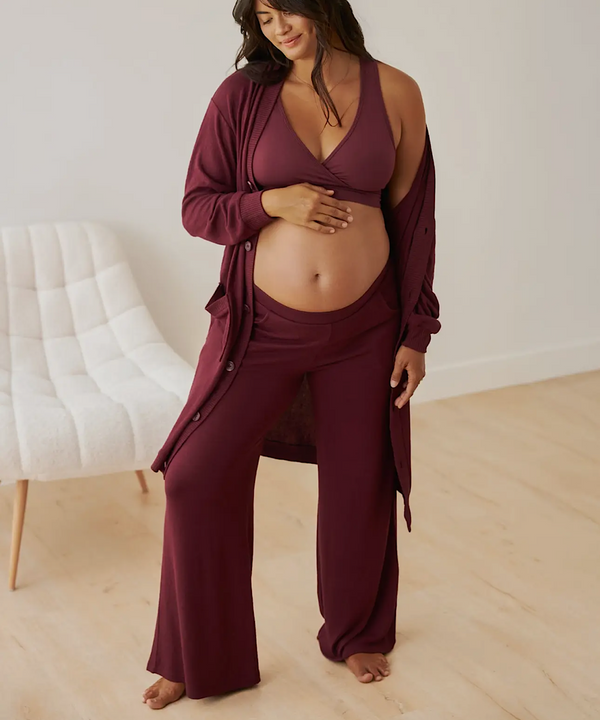 Cozyknit Wide Leg Lounge Pant (Deep Burgundy)