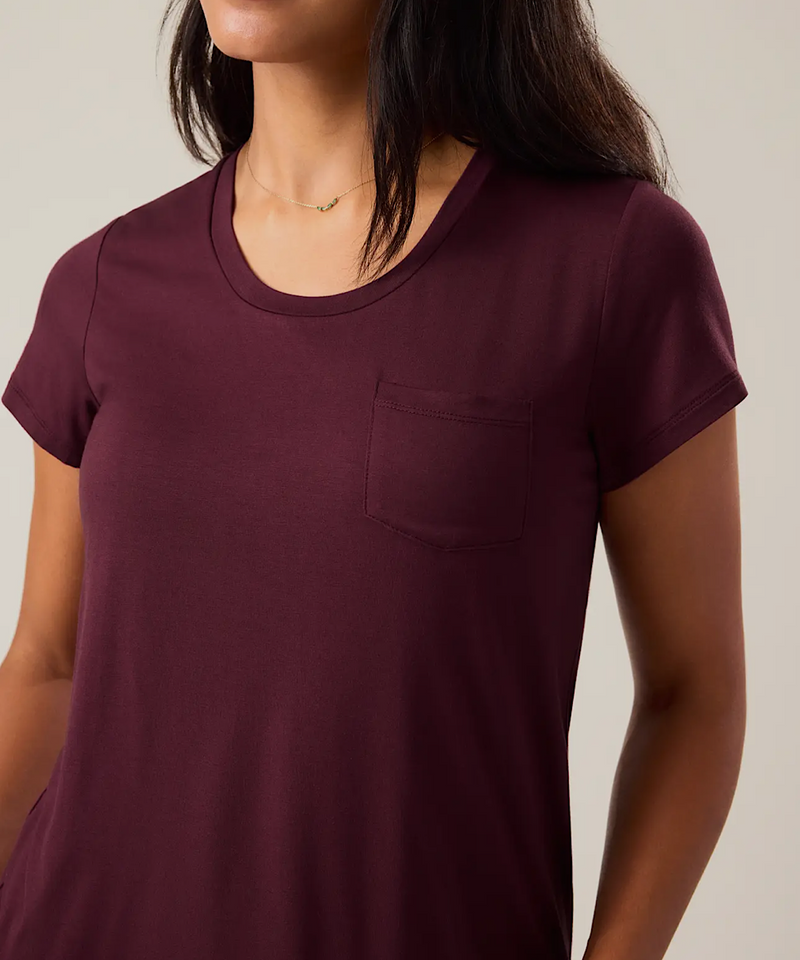 Everyday Maternity & Nursing T-Shirt with Pocket (Deep Burgundy)
