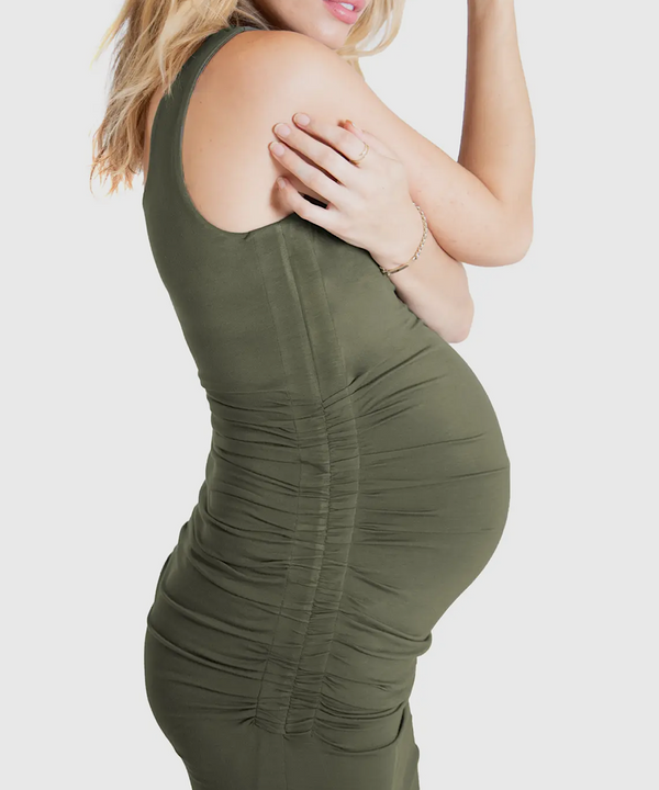 The Addie Ruched Dress (Green)