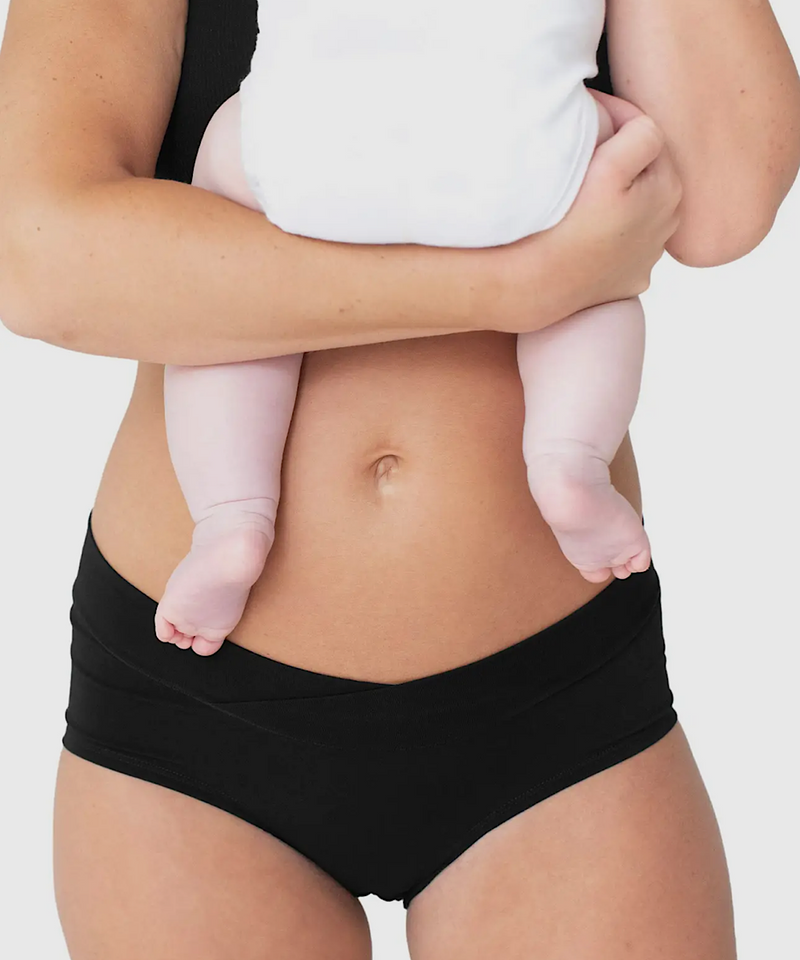 Bamboo Maternity & Postpartum Panties - 2 Pack Black & Beige
