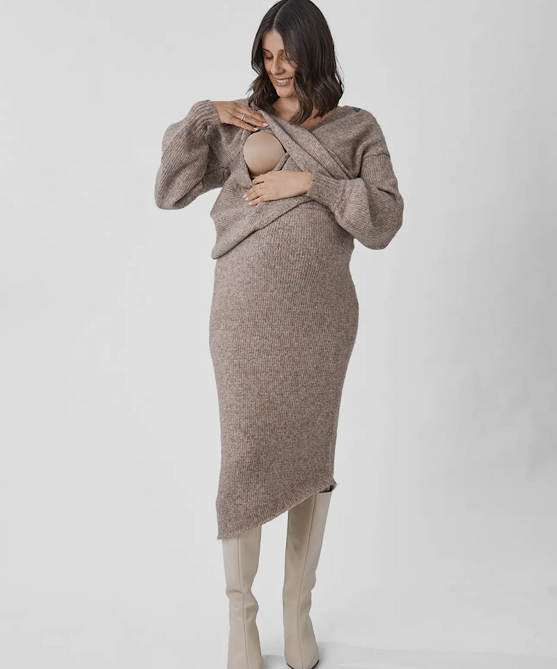 The Amélie's Enchanting Allure of Crossover Knit - Taupe