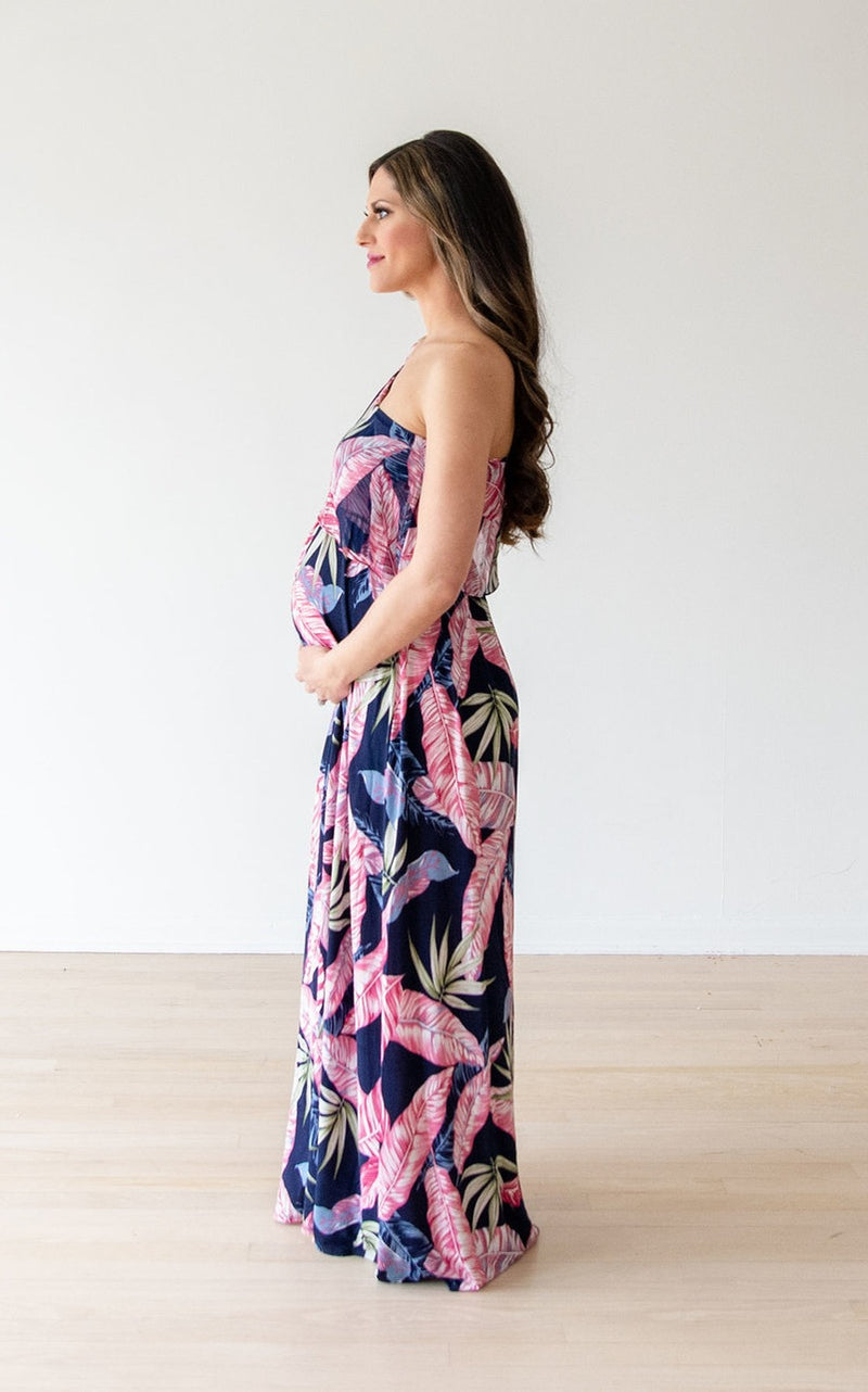 The Alexa One-Shoulder Maternity Maxi Dress