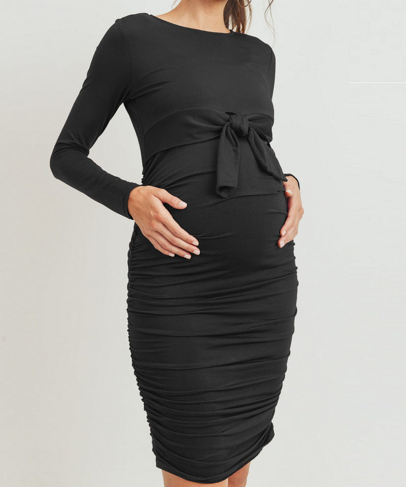 The Addison Maternity & Nursing Dress (Black)