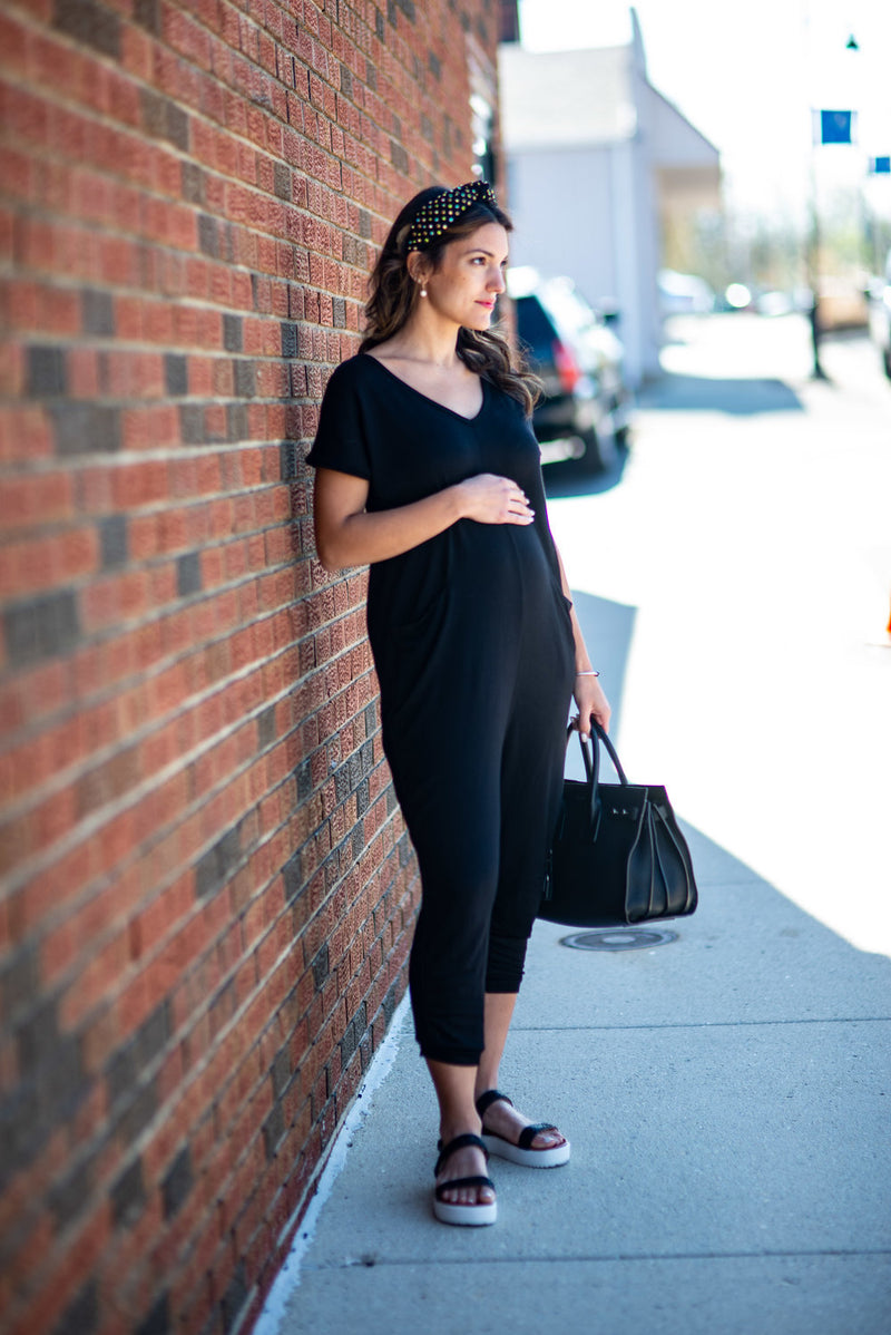 The Gia Maternity Jumpsuit (Black)