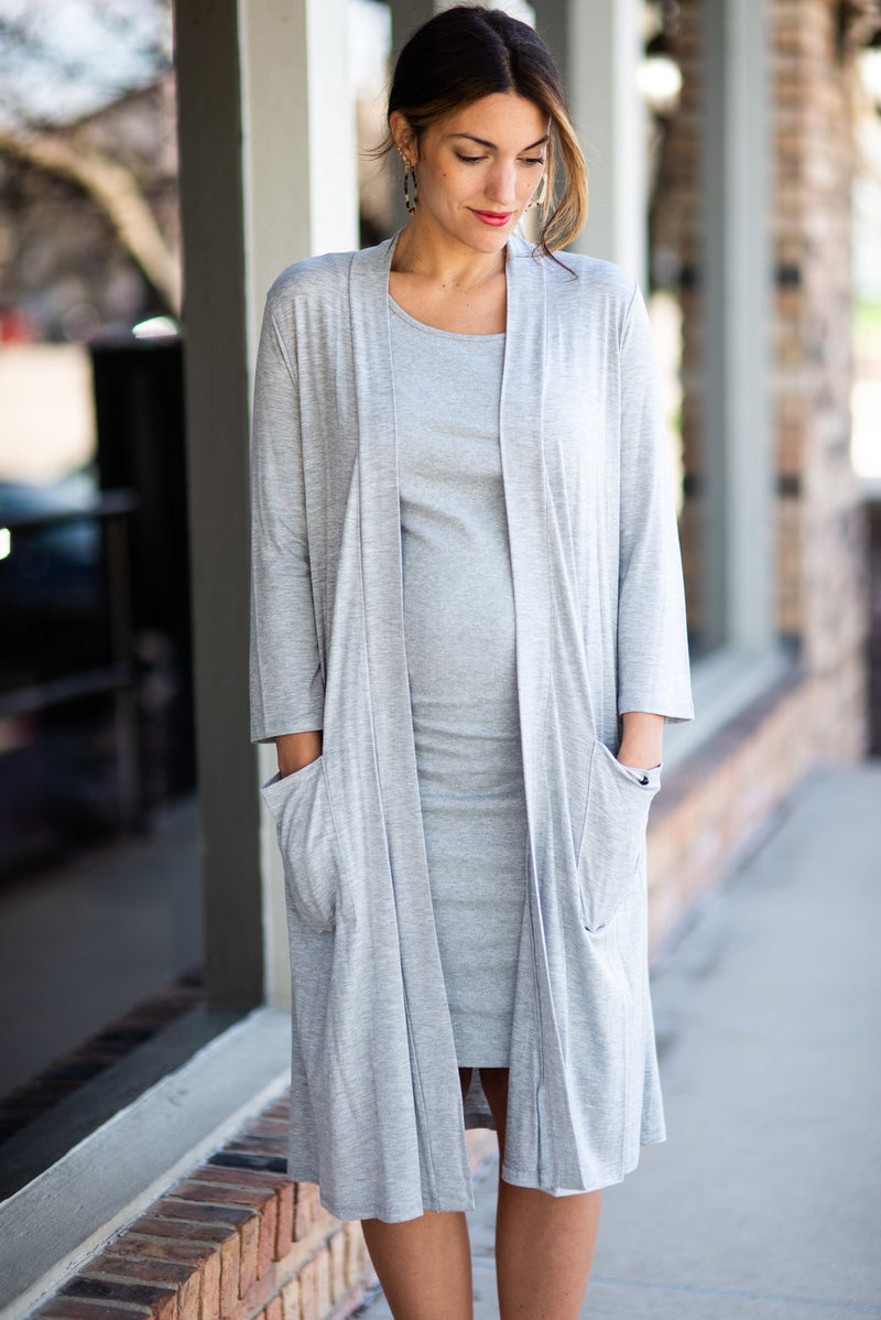 The Khloe Maternity Set Dress (Gray)