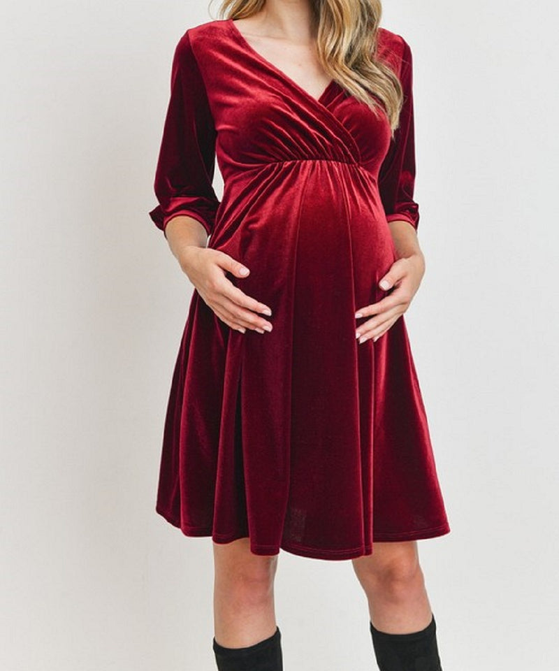 The Holly Maternity & Nursing Velvet Dress