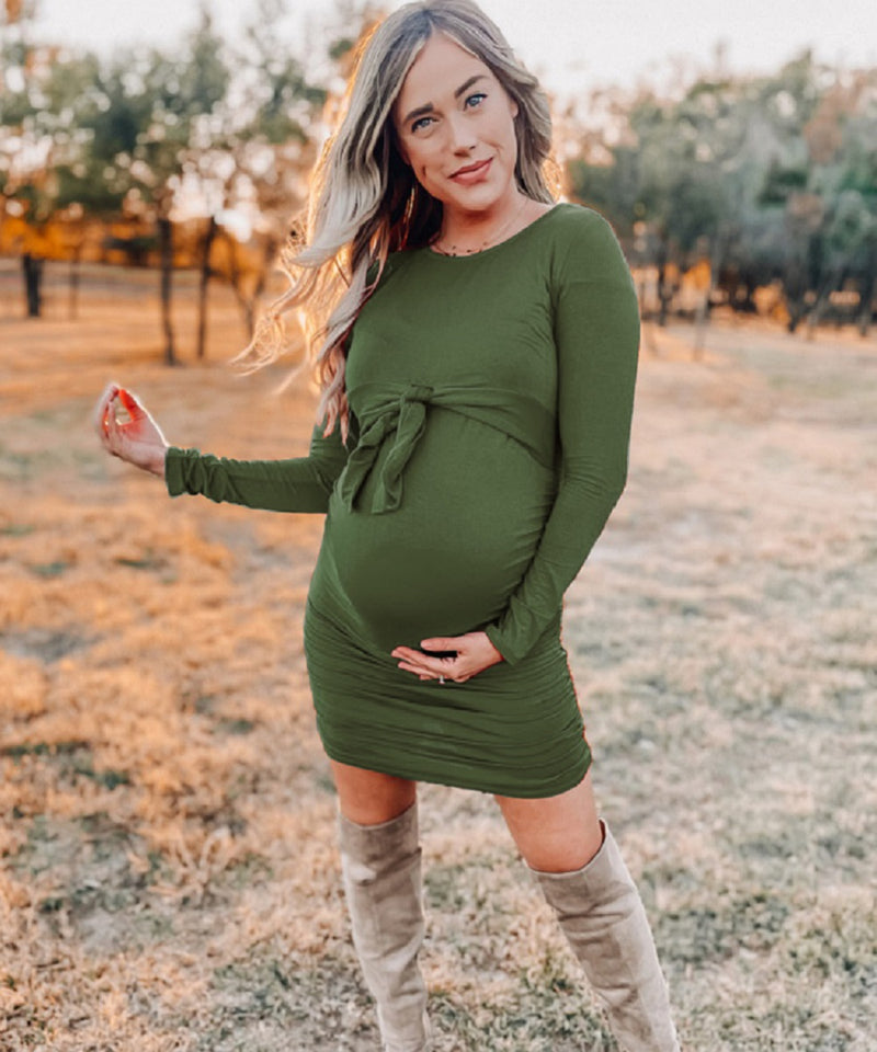 The Addison Maternity & Nursing Dress (Olive)