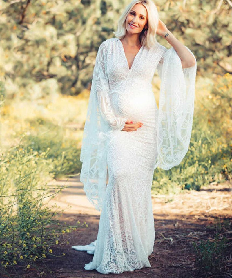 The Georgia Boho Sleeve Lace Maternity Gown