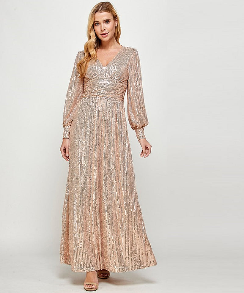 The Rosalia Sequin Gown (Rose Gold)